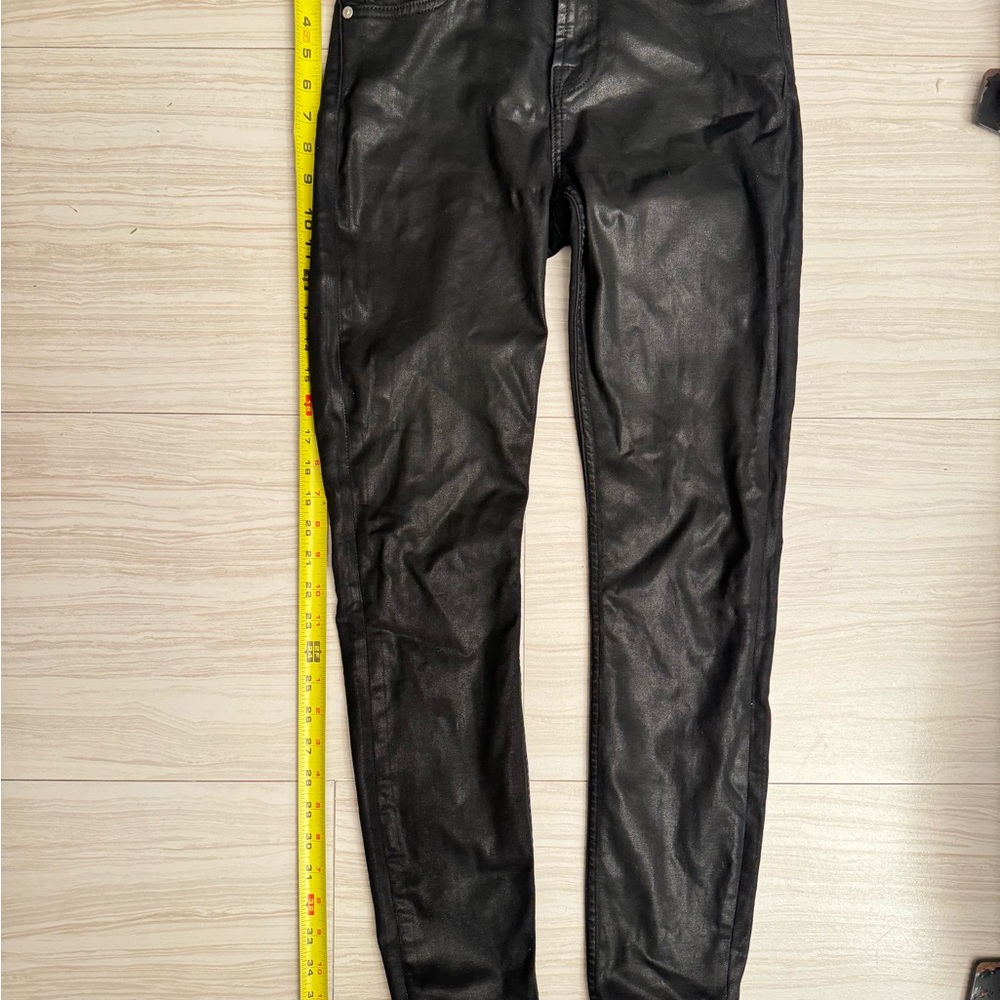 7 for all mankind Black Leather like wax cotton  Pants